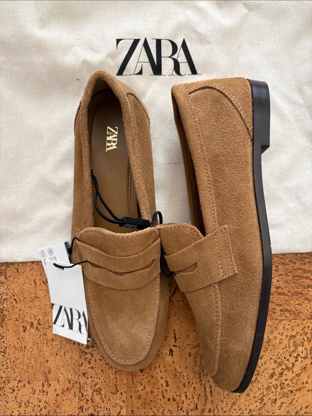 ZARA Women’s Brown Suede Penny Loafers